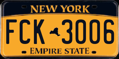 NY license plate FCK3006