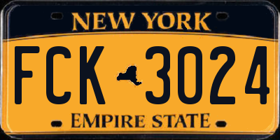NY license plate FCK3024