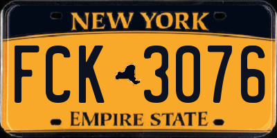NY license plate FCK3076