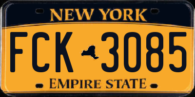 NY license plate FCK3085