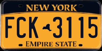 NY license plate FCK3115