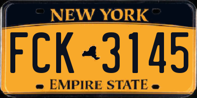 NY license plate FCK3145