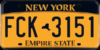 NY license plate FCK3151