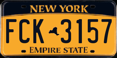 NY license plate FCK3157
