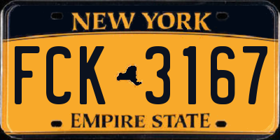 NY license plate FCK3167