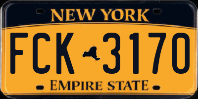 NY license plate FCK3170