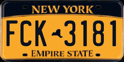 NY license plate FCK3181