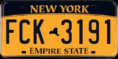 NY license plate FCK3191