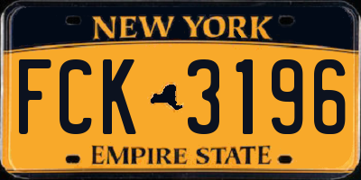NY license plate FCK3196