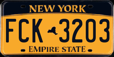 NY license plate FCK3203