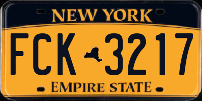 NY license plate FCK3217