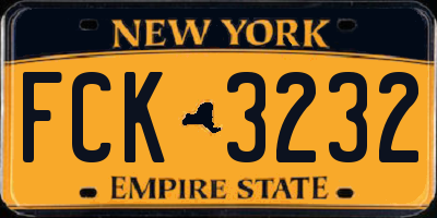NY license plate FCK3232