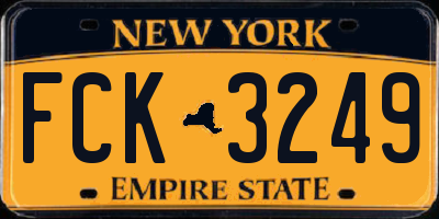NY license plate FCK3249