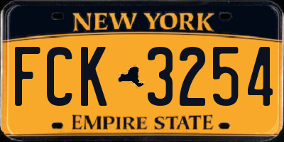 NY license plate FCK3254