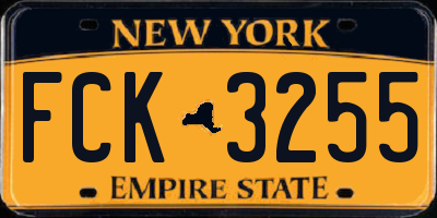 NY license plate FCK3255