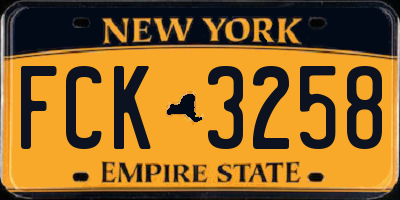 NY license plate FCK3258