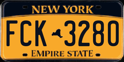 NY license plate FCK3280