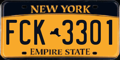 NY license plate FCK3301