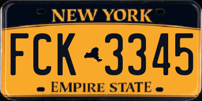 NY license plate FCK3345