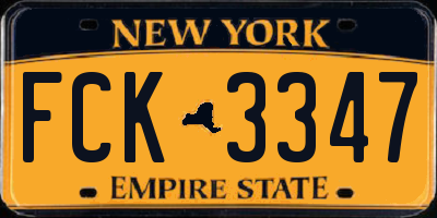NY license plate FCK3347