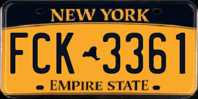 NY license plate FCK3361