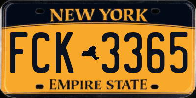 NY license plate FCK3365