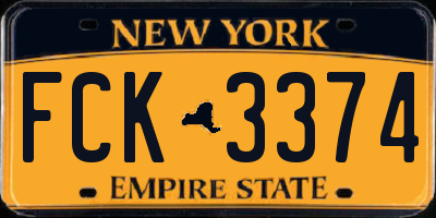 NY license plate FCK3374