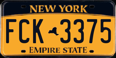 NY license plate FCK3375
