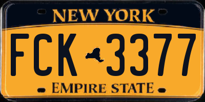 NY license plate FCK3377