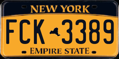 NY license plate FCK3389