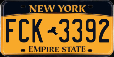 NY license plate FCK3392