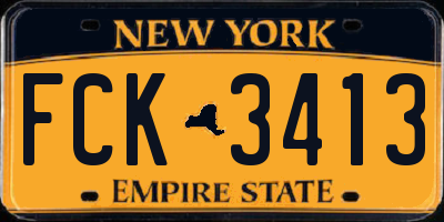 NY license plate FCK3413