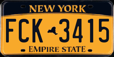 NY license plate FCK3415