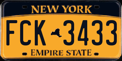 NY license plate FCK3433