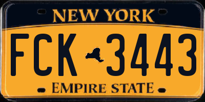 NY license plate FCK3443