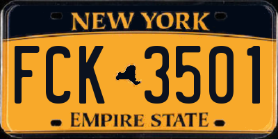 NY license plate FCK3501