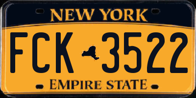 NY license plate FCK3522