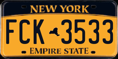 NY license plate FCK3533