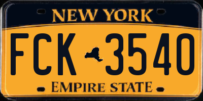 NY license plate FCK3540