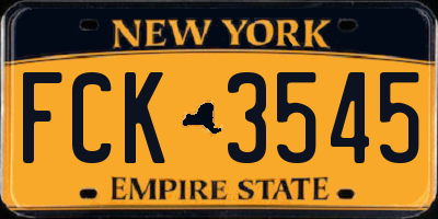 NY license plate FCK3545