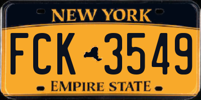 NY license plate FCK3549