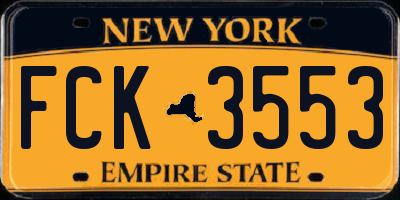 NY license plate FCK3553