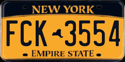 NY license plate FCK3554