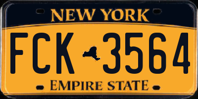 NY license plate FCK3564