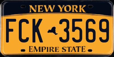NY license plate FCK3569