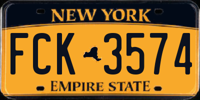 NY license plate FCK3574