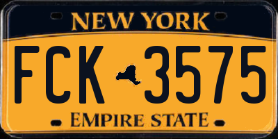 NY license plate FCK3575