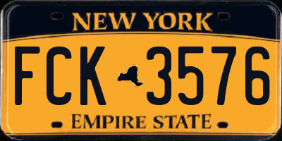 NY license plate FCK3576