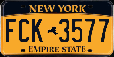 NY license plate FCK3577