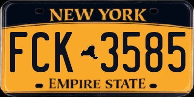 NY license plate FCK3585